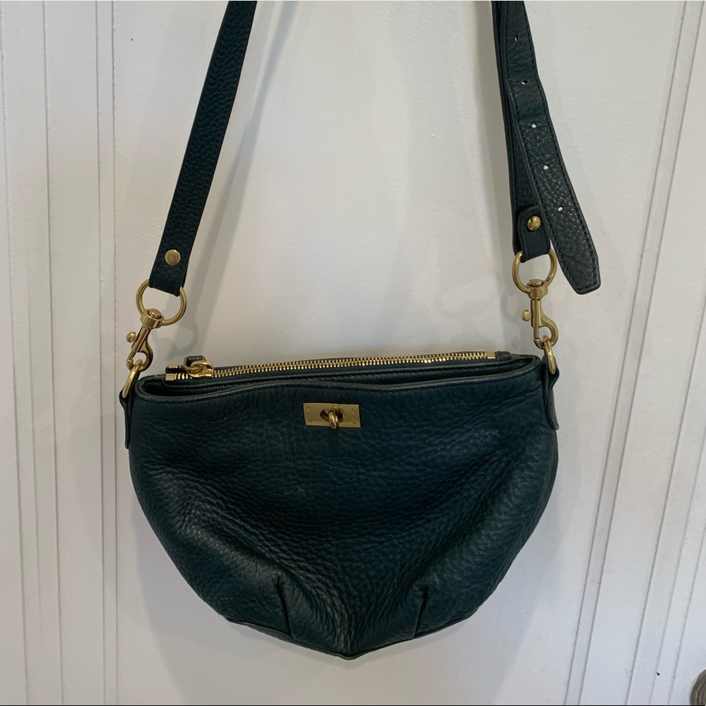 JCrew Pebbled leather crossbody in Hunter Green